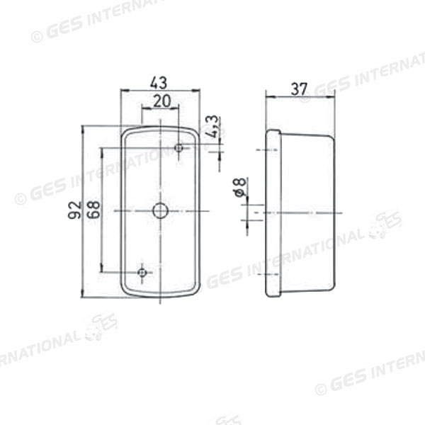 Luce ingombro bifacciale