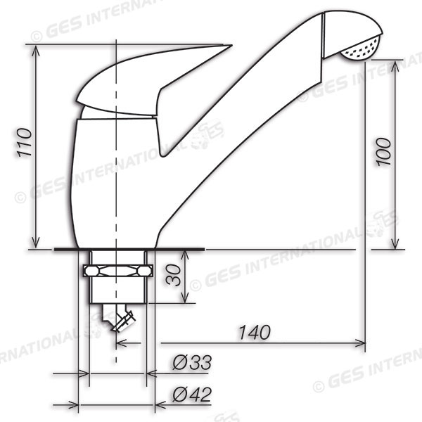 Miscelatore PELIKAN senza interruttore per foro Ø 33