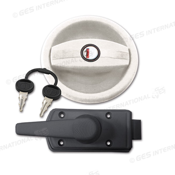 Serratura completa Europa bianca con maniglia destra in blister