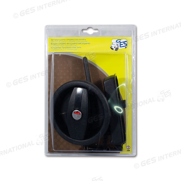 Serratura completa Europa nera con maniglia destra in blister