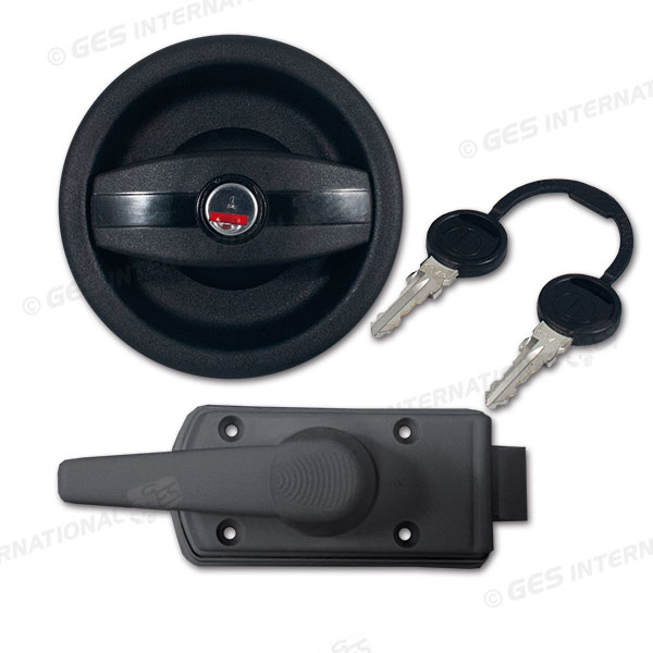 Serratura completa Europa nera con maniglia destra in blister