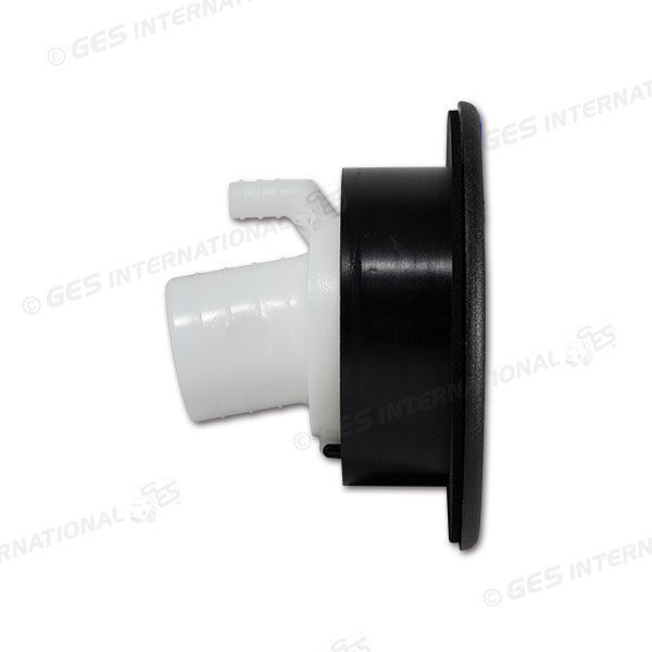 Bocchettone nero bianco Ø 40 mm con targhetta acqua blu