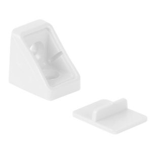 Fissamobile Angolare 2 Fori con Copriviti Bianco