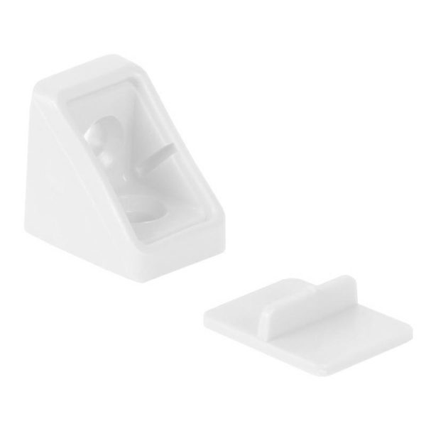 Fissamobile Angolare 2 Fori con Copriviti Bianco