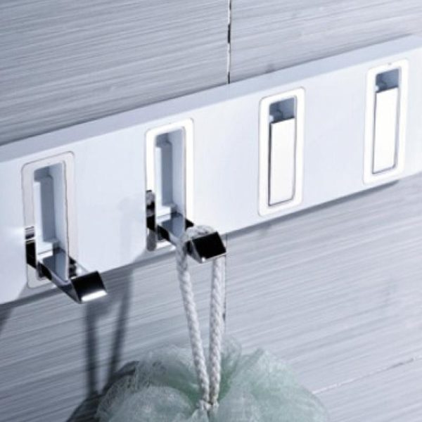 Supporto Bagno 4 Ganci Estraibili Cromo Lucido