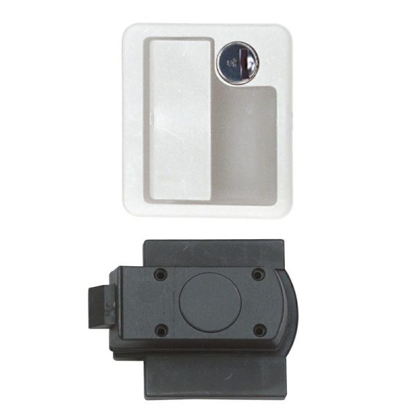 Serratura Rettangolare per Portelloni Bianca