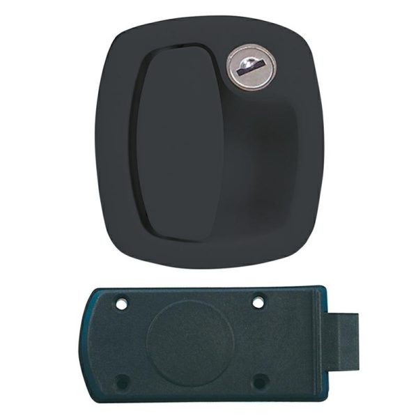 Serratura Completa per Portellone Nera con Rotore e Chiavi