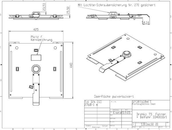 Staffa Girevole Base Piatta per VW T5 e T6 per Lato Passeggero