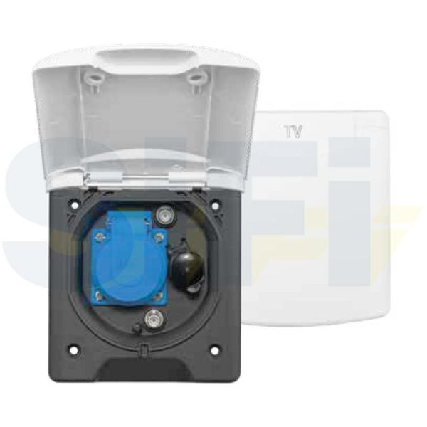 PRESA MULTIFUNZIONE 12V/2 SAT/1 SCHUKO BIANCA