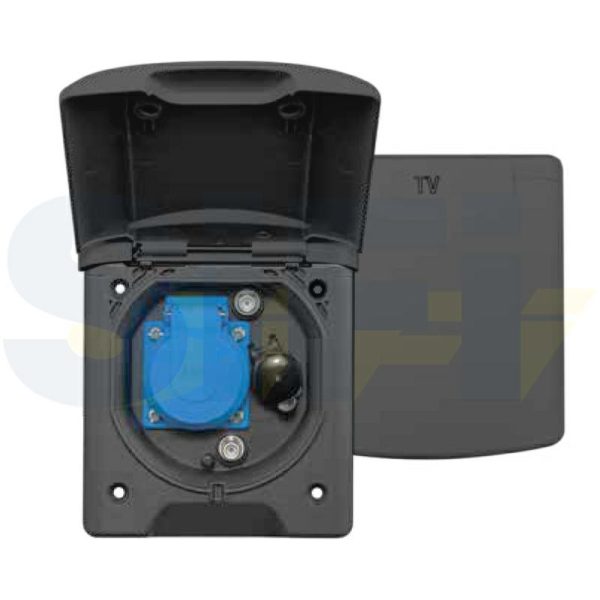 PRESA MULTIFUNZIONE 12V/2 SAT/1 SCHUKO NERA