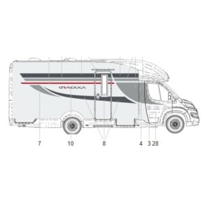 Adesivo Fregio Lama Fiancata DX Antracite Roller Team Granduca 267 TL