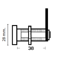 Serratura in Metallo 38 mm. con Cappuccio in Plastica Bianca