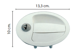 Serratura Ovale Bianca per Portelloni con Rotore e Chiavi