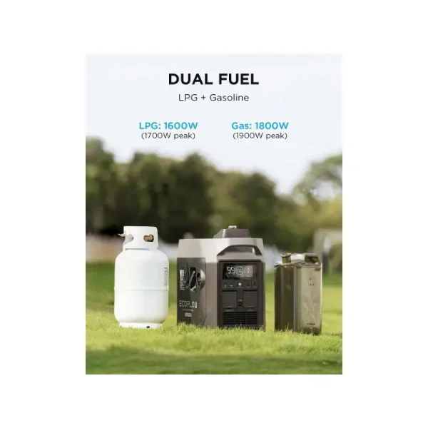 EcoFlow ZDG200EU – Generatore Smart Inverter Dual Fuel (Benzina-GPL) – 1800W-1600W