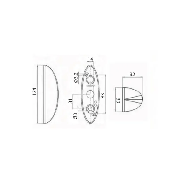 Luce Ingombro Laterale Bifacciale Jokon Base Grigia SPL 2010 12-24v