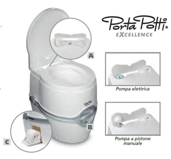 WC PORTATILE Porta Potti Excellence Con Scarico Elettrico 565E