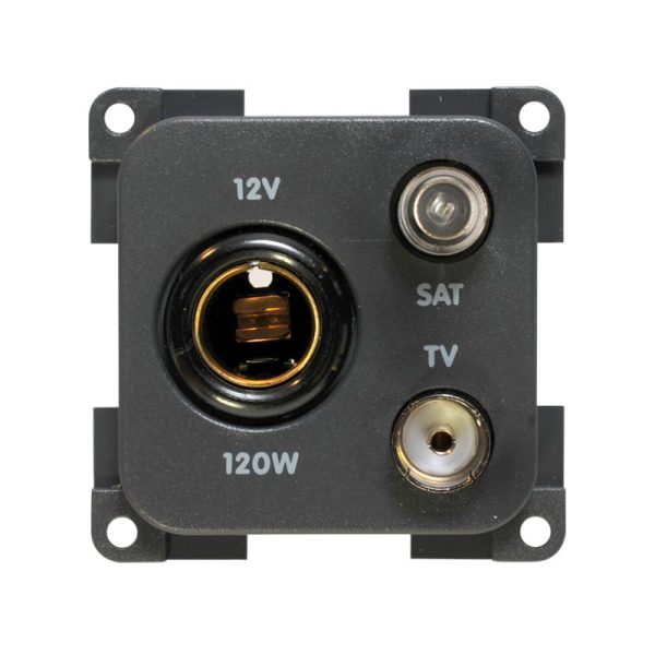 Presa 12V Standard + TV + SAT Grigio CBE MP12TVS/G