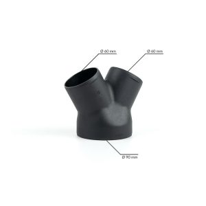 Raccordo a Y Uscite Ø 90-60-60mm per Riscaldatore ad Aria