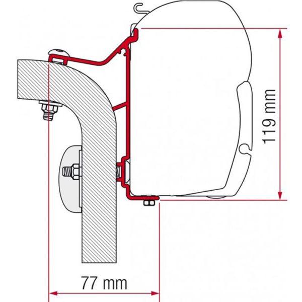Staffe F45/ F70 Adapter Hymer Van/B2 450 Fiamma per Camper