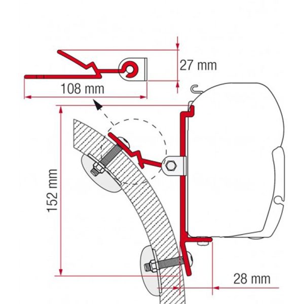 Staffe F45/ F70 Kit Hymer S Adapter C Fiamma per Camper