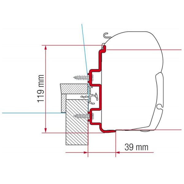 Staffe F45/F70 Adapter Hymer Exsis 300 Fiamma per Camper