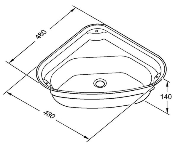 Lavello Triangolare Thetford Serie Basic Line 33 Sinistro